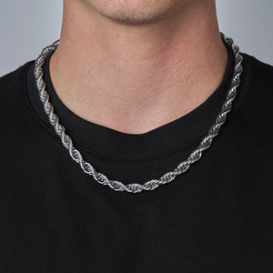 Rope ketting 8mm Zilver