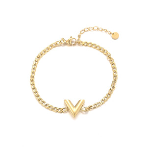 Schakelarmband V goud