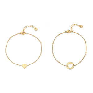 Set armband double love goud
