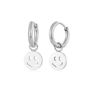 Smiley oorbellen zilver