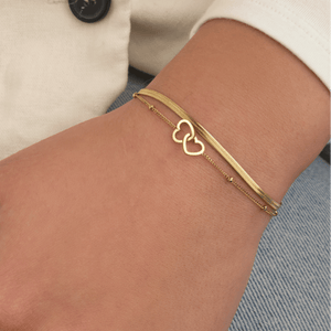 Tweelaags armband hartjes goud