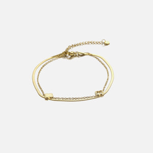 Tweelaags klaver armband goud