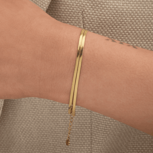 Tweelaags platte armband goud