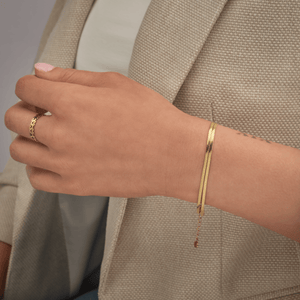 Tweelaags platte armband goud