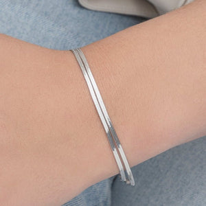 Tweelaags platte armband zilver