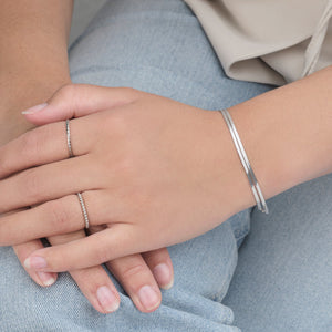 Tweelaags platte armband zilver
