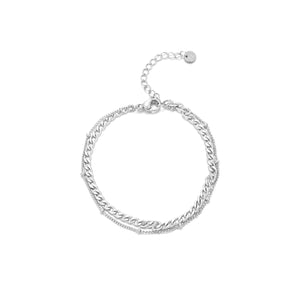 Tweelaags schakel&bolletjes zilver