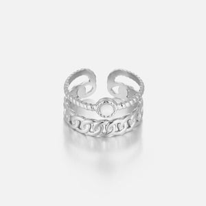 Tweelaags schakelring zilver/wit