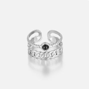 Tweelaags schakelring zilver/zwart