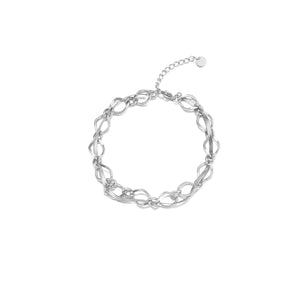 Vlecht schakel armband zilver