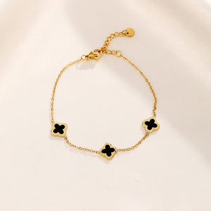 Armband klaver gold/black