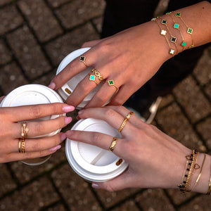 Armband klaver gold/black