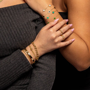 Armband klaver gold/black