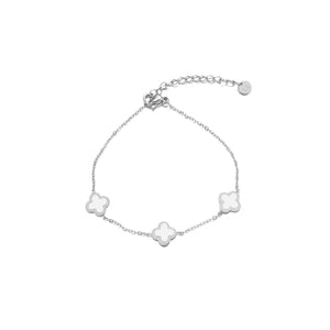 Armband klaver silver/white