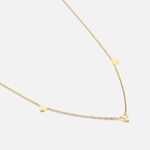 Drie hartjes ketting goud