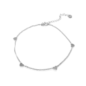 Enkelband hartjes zilver