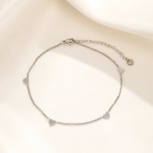 Enkelband hartjes zilver