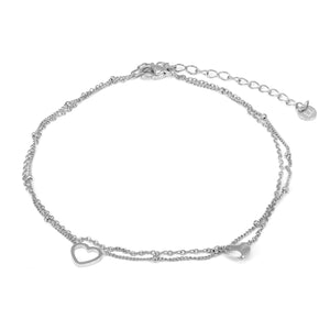 Enkelband tweelaags hart zilver