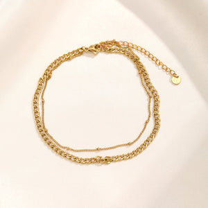 Enkelband tweelaags schakel goud