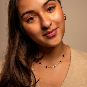 Ketting klaver gold/black