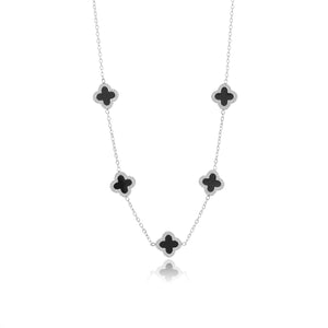 Ketting klaver silver/black