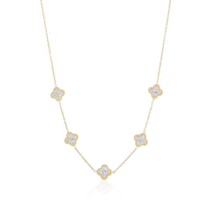 Ketting klaver steentjes goud