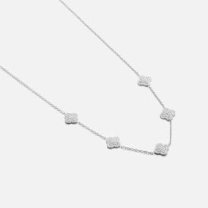 Ketting klaver steentjes zilver