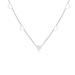 Ketting vier open hartjes zilver
