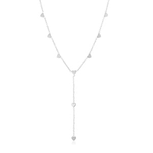 Ketting Y-vorm hartjes zilver