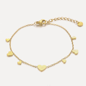 Meerdere hartjes armband goud