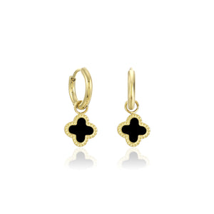 Oorbellen klaver gold/black