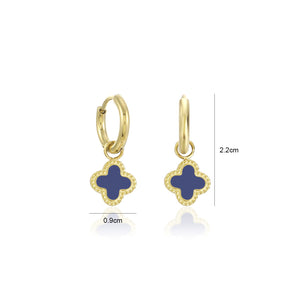 Oorbellen klaver gold/blue