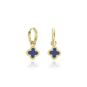 Oorbellen klaver gold/blue