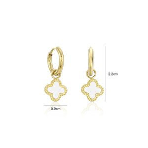 Oorbellen klaver gold/white