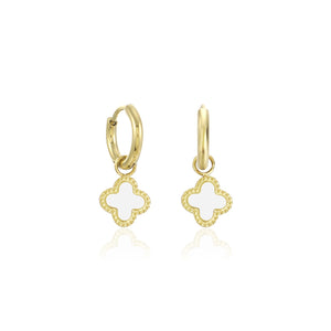 Oorbellen klaver gold/white
