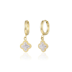 Oorbellen klaver steentjes goud