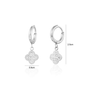 Oorbellen klaver steentjes zilver