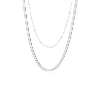 Platte ketting tweelaags zilver