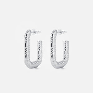 Rechthoekige oorbellen patroon zilver