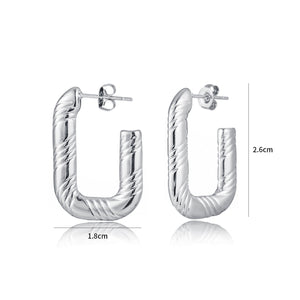 Rechthoekige oorbellen patroon zilver