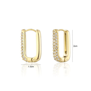 Rechthoekige oorbellen steentjes goud/wit