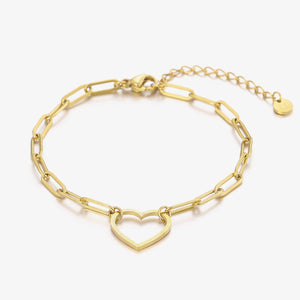Schakelarmband grote hart goud