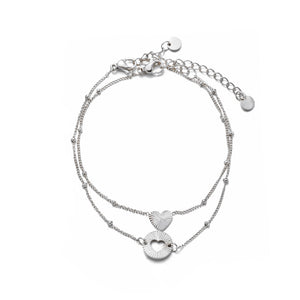 Set armbanden double love zilver