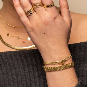 Tweelaags armband hartjes goud