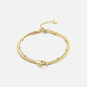 Tweelaags armband hartjes goud