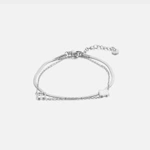 Tweelaags klaver armband zilver