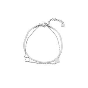 Tweelaags klaver armband zilver